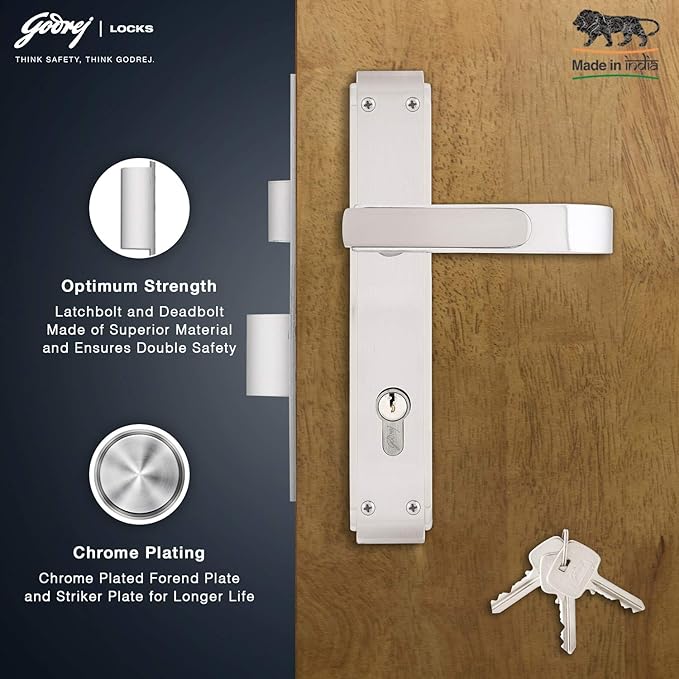 GLORIA 240mm Door Handle Set 1CK with Victor Cylinder – Satin Steel (3126)