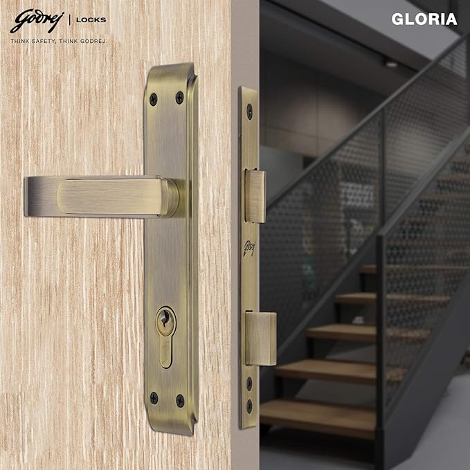 GLORIA 240mm Door Handle Set 2C with Victor Cylinder – Antique Brass (3125)