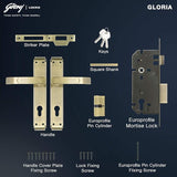 GLORIA 240mm Door Handle Set 2C with Victor Cylinder – Antique Brass (3125)