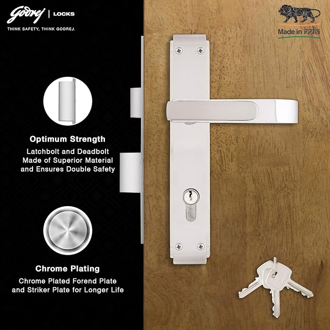 GLORIA 240mm Door Handle Set 2C with Victor Cylinder – Satin Steel (3124)