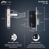 GLORIA 240mm Door Handle Set 2C with Victor Cylinder – Satin Steel (3124)