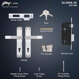 GLORIA 240mm Door Handle Set 2C with Victor Cylinder – Satin Steel (3124)