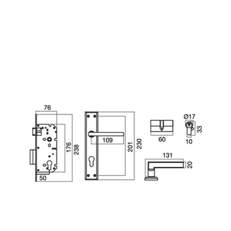 Godrej Matiz 230 mm Door Handle Set 2C