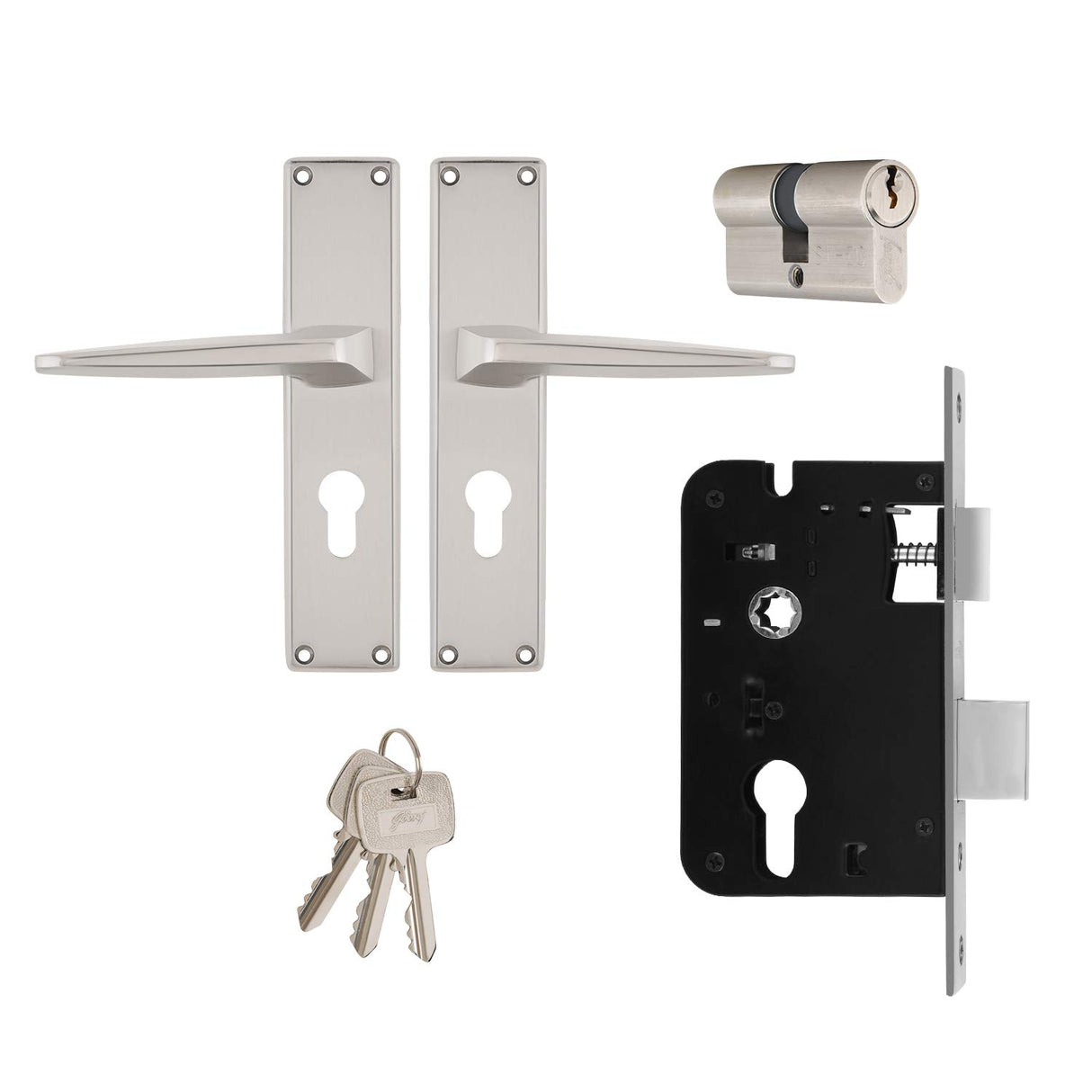 Godrej NEH15 200mm Door Handle Set 2C - Satin Steel