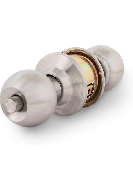 Metal door handle on a white background