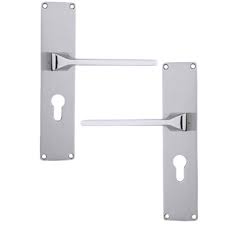 Godrej EVA 190 mm Door Handle Set 1CK (Brass) Satin Steel (2272)