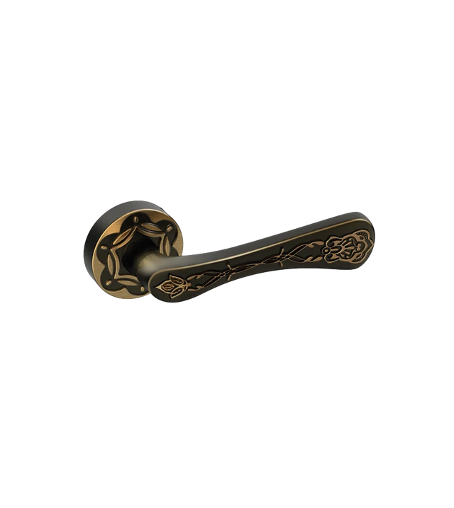 Godrej Arsa Mor Smart Ethnic Rose Door Handle - Antique Brass Finish