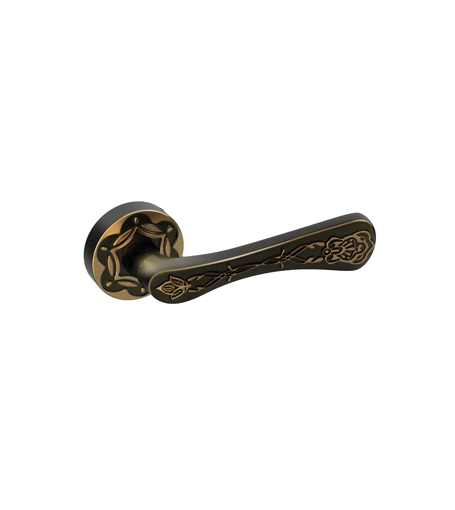 Godrej Arsa Mor Smart Ethnic Rose Door Handle - Antique Brass Finish