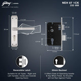 Godrej NEH08 240mm Door Handle Set 2C - Satin Steel