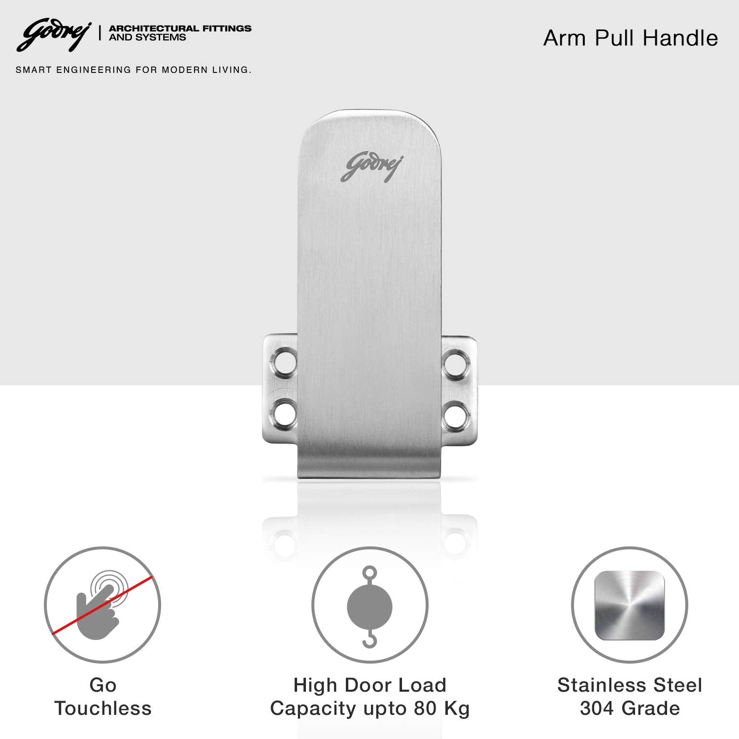 Godrej NEH08 240mm Door Handle Set 2C - Satin Steel