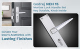 Godrej NEH15 200mm Door Handle Set 1CK - Satin Steel