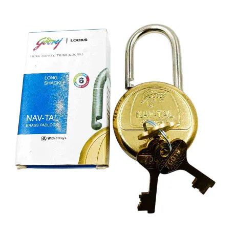 Godrej Navtal 6 Lever Long Shackle Padlock – 3 Keys