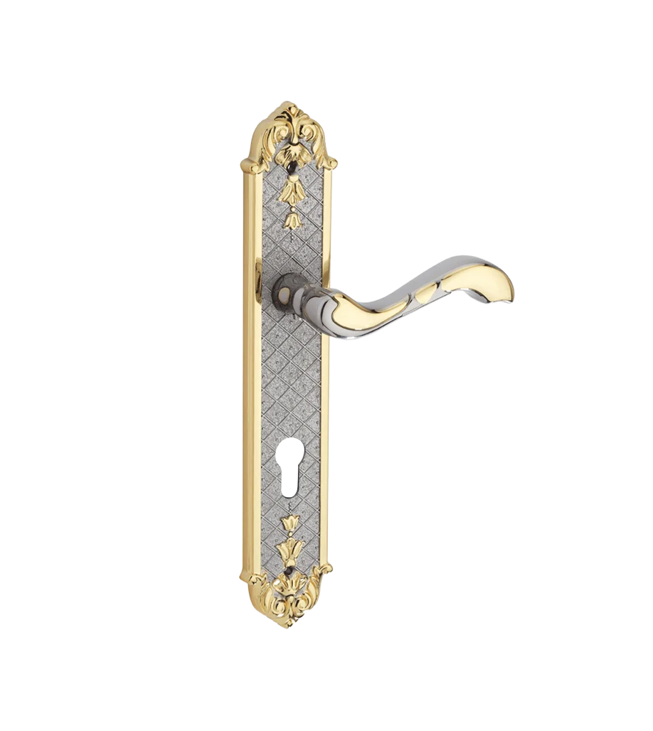 Godrej SEH O2 Smart Ethnic 280 mm Plate Door Handle - Gold Dual Tone Finish