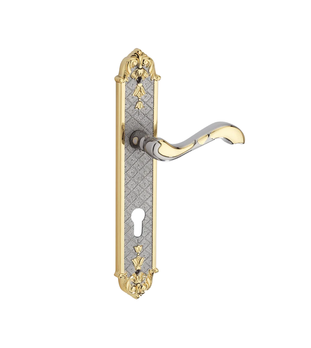 Godrej SEH O2 Smart Ethnic 280 mm Plate Door Handle - Gold Dual Tone Finish