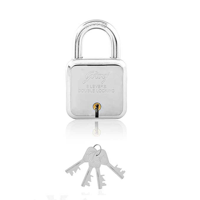 Godrej Square Padlock(4 Keys) - Satin Steel