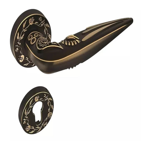 Godrej Arsa Udaan Smart Ethnic Rose Door Handle - Antique Brass Finish