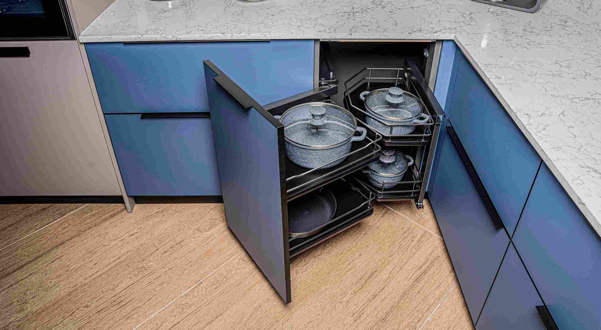 Hafele Corner Unit 450mm Solid Base Anthracite Basket