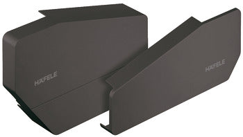 Two black Hafele wall-mounted shoe racks on a white background