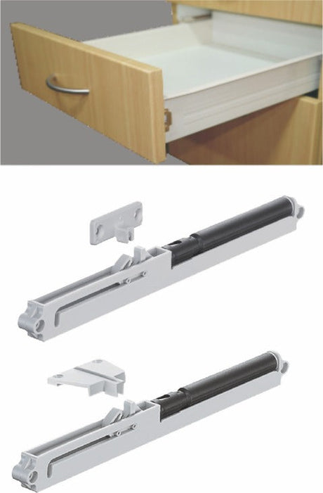 Hafele Econobox Self Closing Drawer Slide Single Extension 118mm Height 25Kg Cream