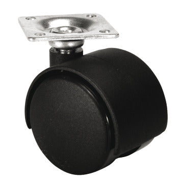 Hafele Tandema 40 Twin Wheel Castor with Mounting Plate Plastic Black 40Kg For Carpet Without Brake