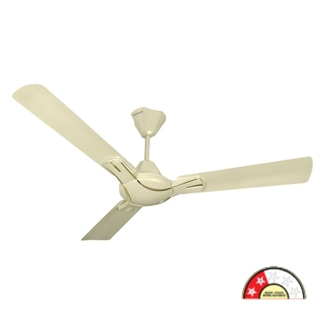 Ceiling fan with three blades on a white background