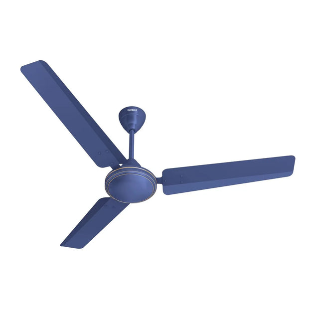 Blue ceiling fan on a white background