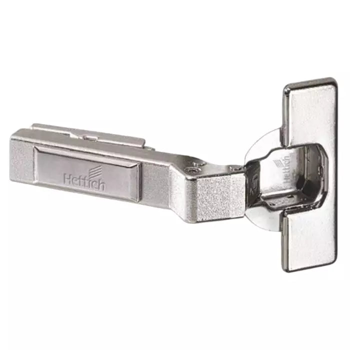 Metal cabinet hinge on a white background