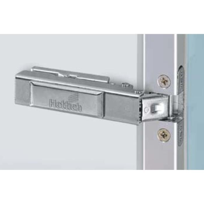 Metal door hinge with Hecht brand name on a white background