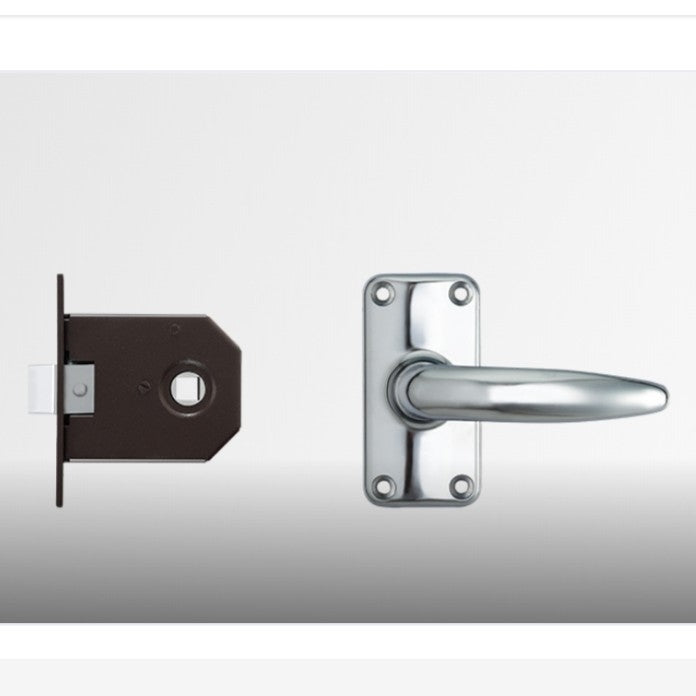 Lever Mortise Keyless Latch with Handle Satin Steel Model 9155