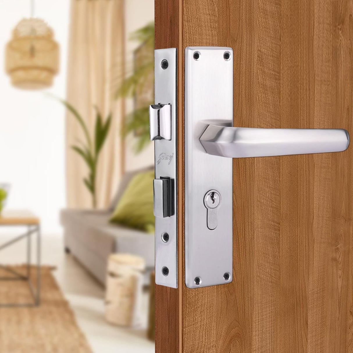 Godrej NEH19 200mm Door Handle Set 1CK - Satin Steel