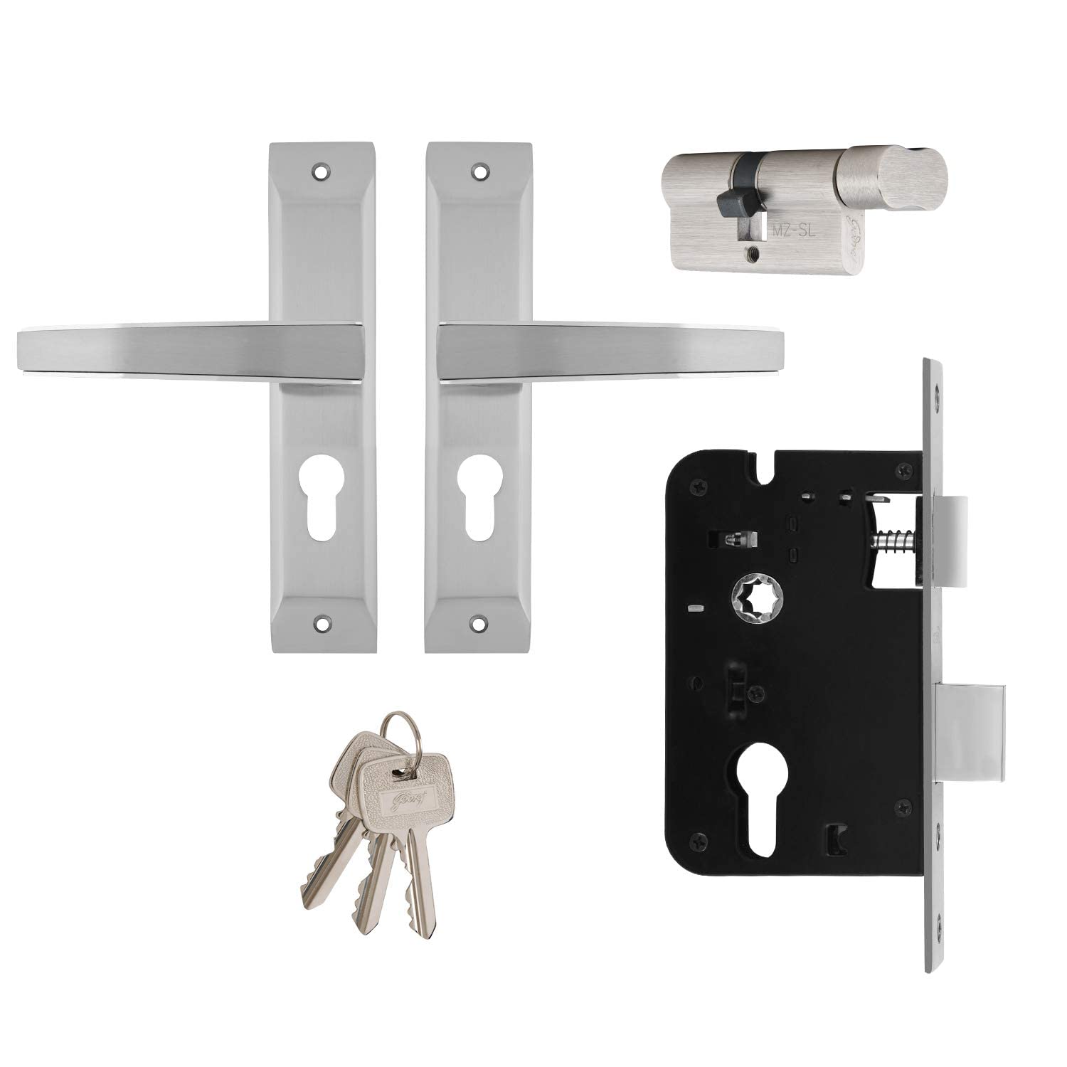 Godrej NEH19 200mm Door Handle Set 1CK - Satin Steel