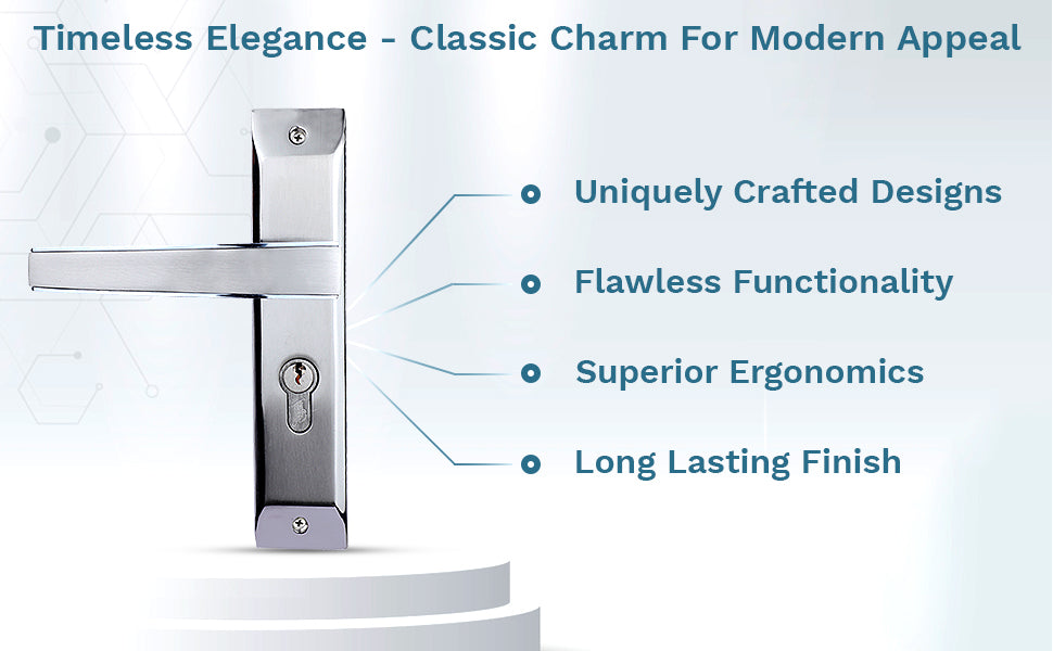 Godrej NEH19 200mm Door Handle Set 1CK - Satin Steel