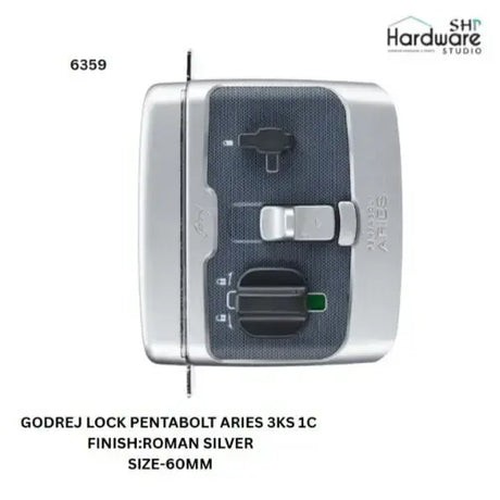 Gedre lock pentabolt aries 3ks 1c in roman silver finish on a white background