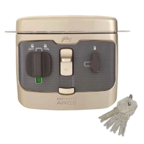 Portable stove with control knobs and a keychain on a white background