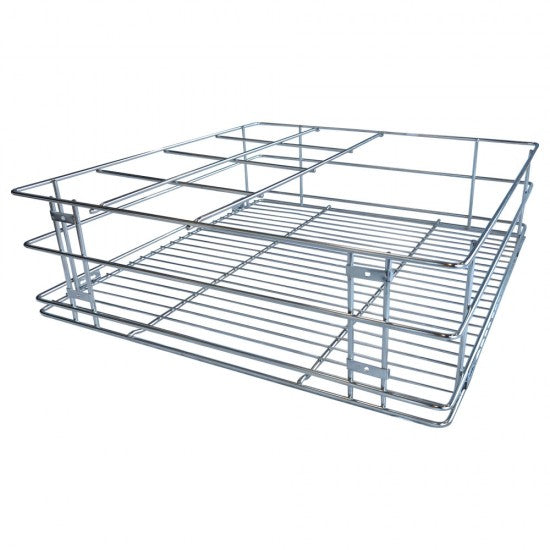 Metal wire rack on a white background