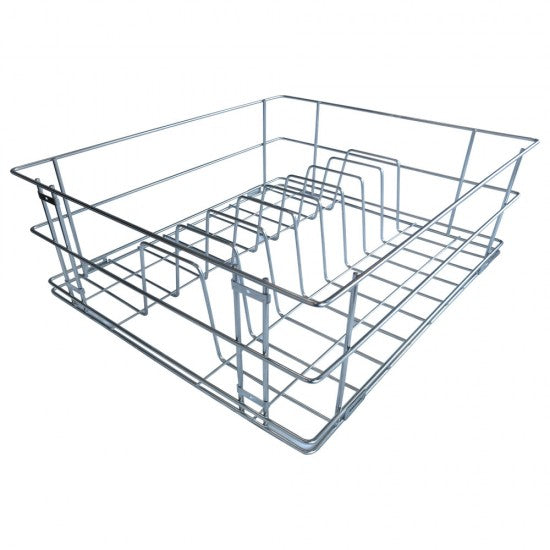 Metal dish rack on a white background