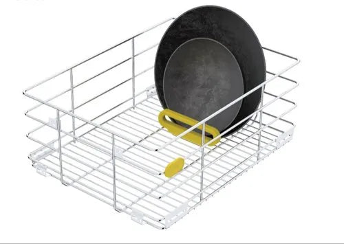 Godrej Skido Stainless Steel+ Wire Basket Organiser for Wok & Kadhai