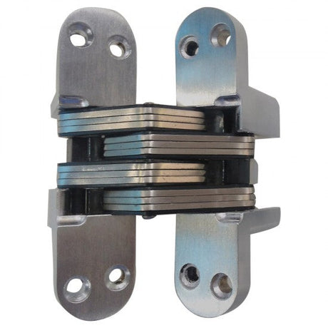 Metal hinge with multiple straps on a white background