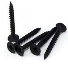 Black screws on a white background