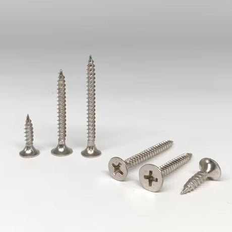 Set of screws on a white background