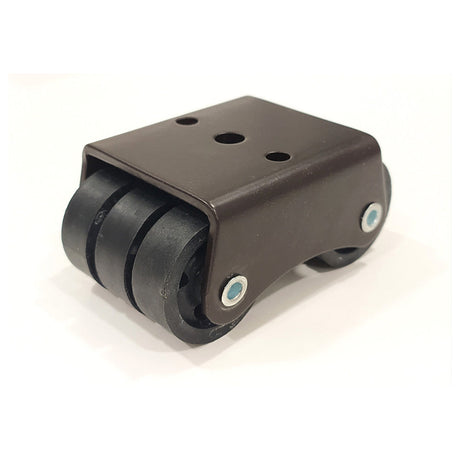 Black mechanical component on a white background
