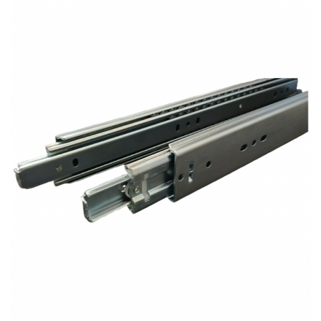 Metal drawer slides on a white background