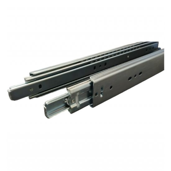 Metal drawer slides on a white background