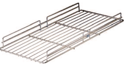 Metal wire shelf on a white background