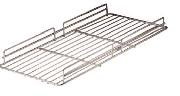 Metal wire shelf on a white background