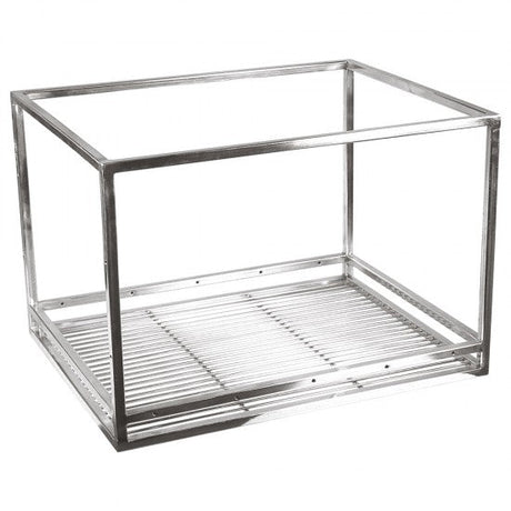 Metal dish rack with two tiers on a white background