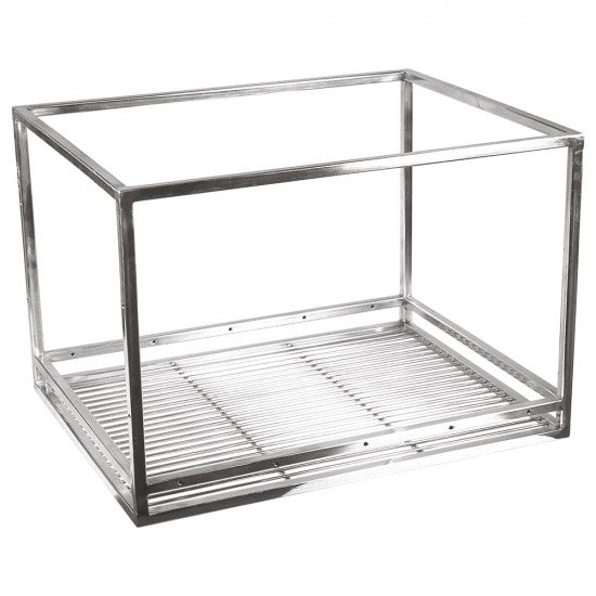 Metal dish rack with two tiers on a white background