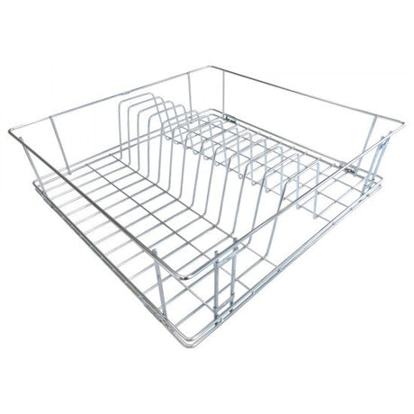 Metal dish rack on a white background