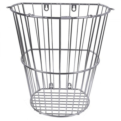 Metal wire fruit basket on a white background