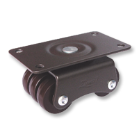 Metal caster wheel with brake on a white background